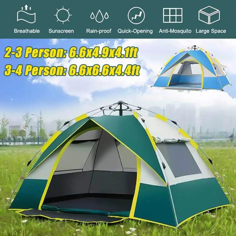2-4 Person Fully Automatic Tent Camping Travel Family Rainproof Windproof Sunshade Awning Shelter Beach Easy Open Hi